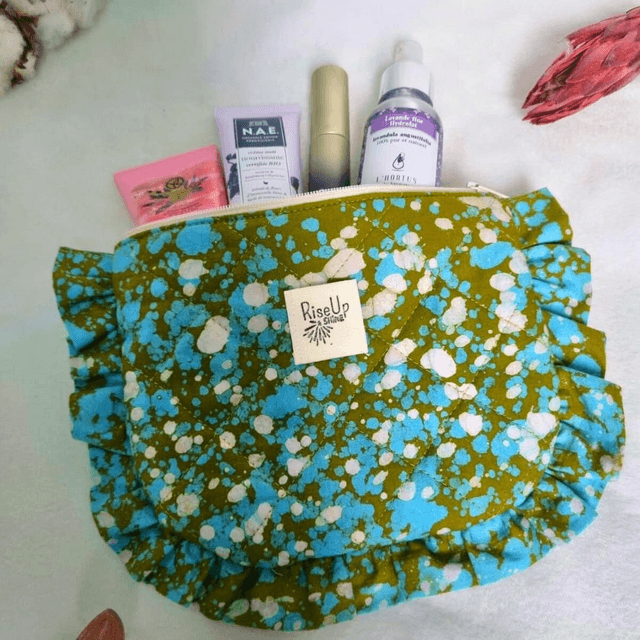 Pochette matelassée à fronce motif pluie d'espoir 💚