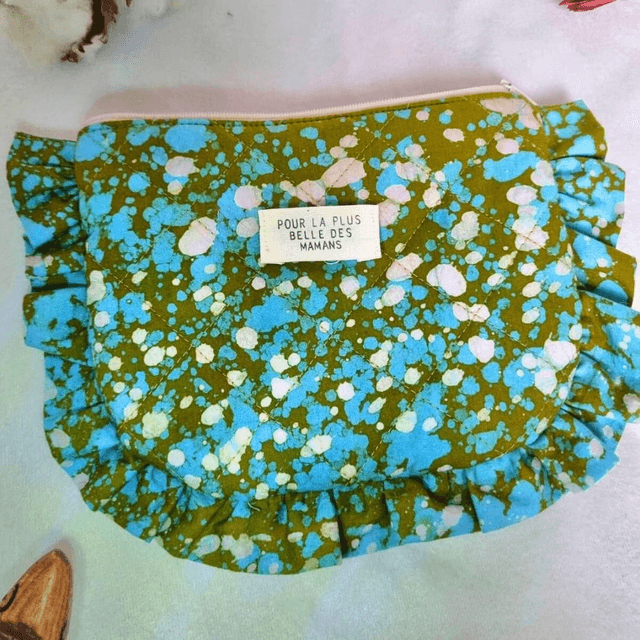 Pochette matelassée à fronce motif pluie d'espoir 💚